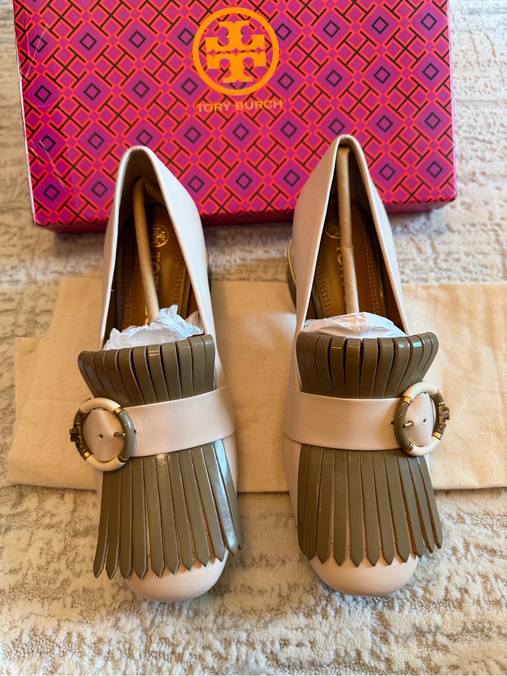 Tory Burch Multi Logo Block Heel Loafers